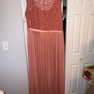 Chic Lace and Chiffon Maxi Dress in Terracotta